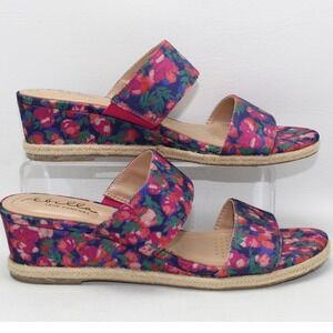 Abella Shayla Womens Floral Espadrille Wedge Slide Sandals Multi Color Size 8M